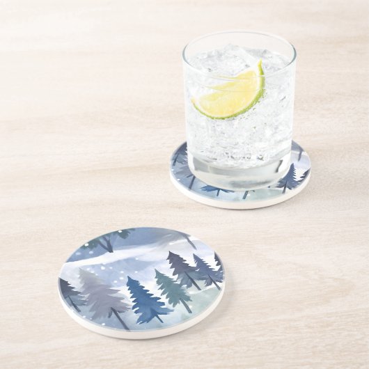 Watercolor Winterwald Nahtloses Muster Getränkeuntersetzer (Seite)