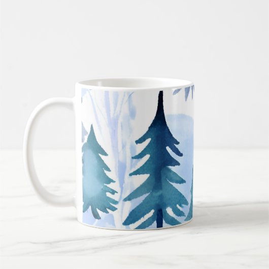 Watercolor Winterwald Nahtloses Muster Kaffeetasse (Links)