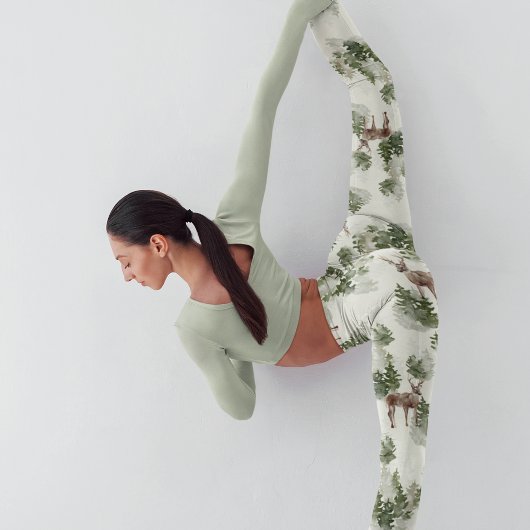 Watercolor Winterwald Nahtloses Muster Leggings