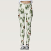 Watercolor Winterwald Nahtloses Muster Leggings (Vorderseite)
