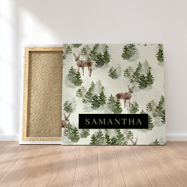 Watercolor Winterwald Nahtloses Muster Leinwanddruck