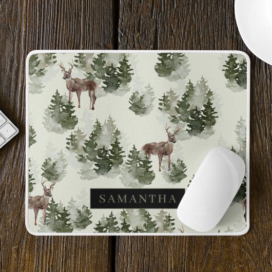 Watercolor Winterwald Nahtloses Muster Mousepad