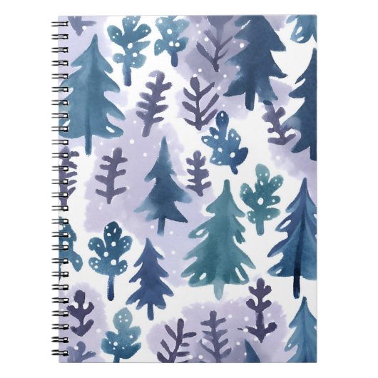 Watercolor Winterwald Nahtloses Muster Notizblock (Vorderseite)