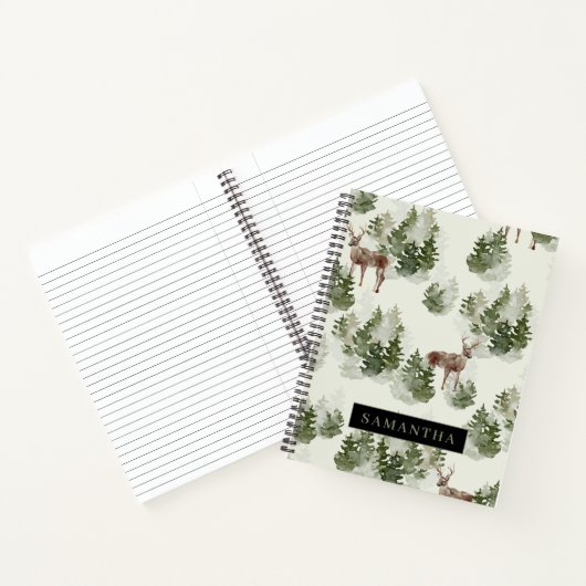Watercolor Winterwald Nahtloses Muster Notizblock (Innenseite)