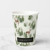 Watercolor Winterwald Nahtloses Muster Pappbecher (Rückseite)