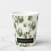 Watercolor Winterwald Nahtloses Muster Pappbecher (Vorderseite)