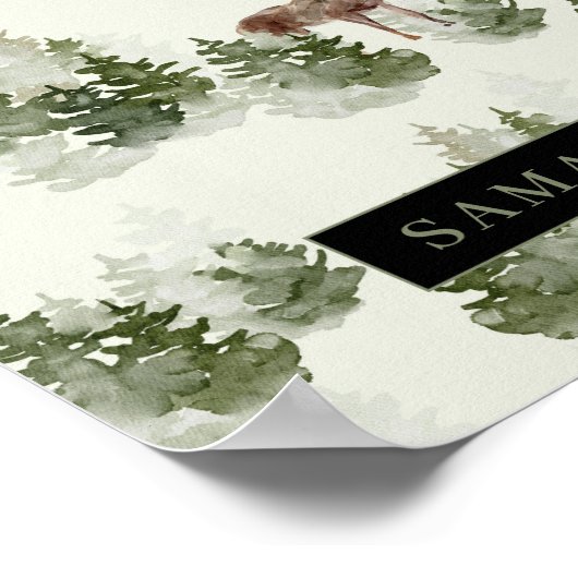 Watercolor Winterwald Nahtloses Muster Poster (Ecke)