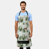 Watercolor Winterwald Nahtloses Muster Schürze (Getragen)