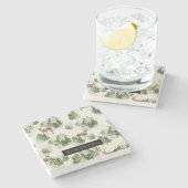 Watercolor Winterwald Nahtloses Muster Steinuntersetzer (Seitenansicht)