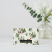 Watercolor Winterwald Nahtloses Muster Visitenkarte (Stehend Vorderseite)