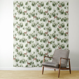 Watercolor Winterwald Nahtloses Muster Wandteppich