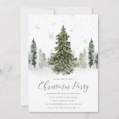 Watercolor Winterwald Weihnachten Party Einladung (Vorderseite)