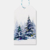 Watercolor Winterwald Weihnachtsbaum modern schlec Geschenkanhänger (Vorderseite)