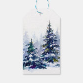Watercolor Winterwald Weihnachtsbaum modern schlec Geschenkanhänger (Rückseite)