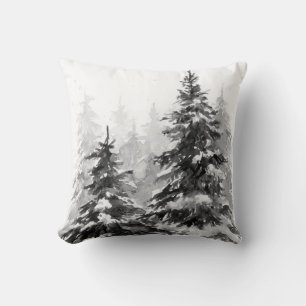 Watercolor Winterwald Weihnachtsbaum modern schlec Kissen