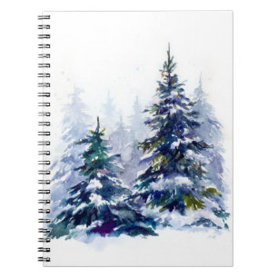 Watercolor Winterwald Weihnachtsbaum modern schlec Notizblock