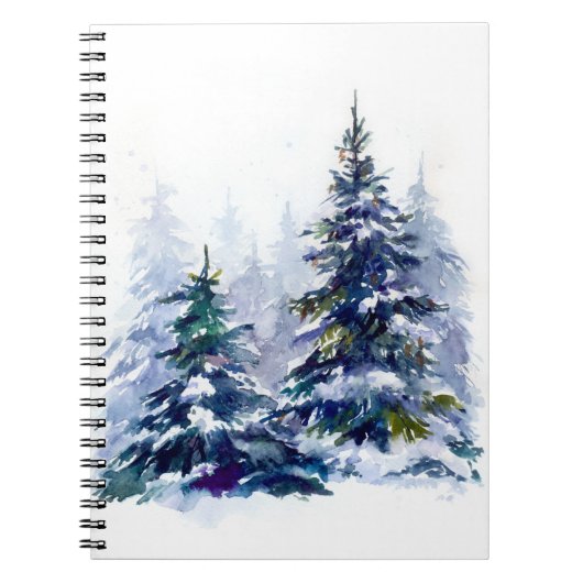 Watercolor Winterwald Weihnachtsbaum modern schlec Notizblock (Vorderseite)