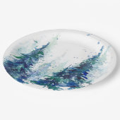 Watercolor Winterwald Weihnachtsbaum modern schlec Pappteller (Schrägansicht)