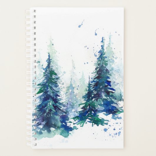 Watercolor Winterwald Weihnachtsbaum modern schlec Planer (Vorderseite)