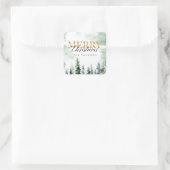 Watercolor Winterweihnachtsbaum Quadratischer Aufkleber (Tasche)