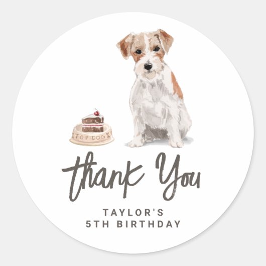 Watercolor Wire Hairs Jack Russell Vielen Dank Runder Aufkleber (Vorderseite)