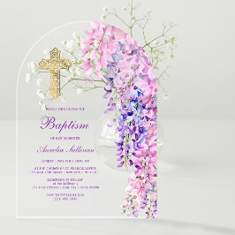 Watercolor Wisteria Arch Taufe Acryleinladungen