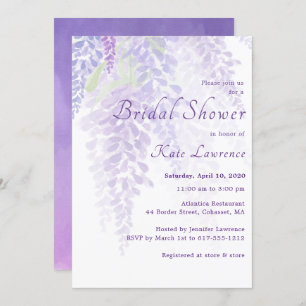 Watercolor Wisteria Blooms Brautparty Einladung