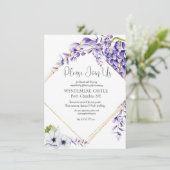 Watercolor Wisteria Blooms QR Code Hochzeit Begleitkarte (Stehend Vorderseite)