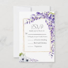 Watercolor Wisteria Blooms Wedding RSVP Karte
