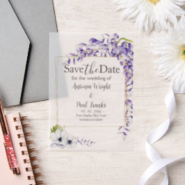 Watercolor Wisteria Blooms Wedding Save the Date Pergament Einladungen