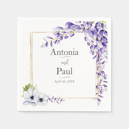 Watercolor Wisteria Blooms Wedding Serviette (Vorderseite)