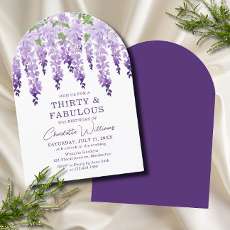 Watercolor Wisteria Dreißig und fabelhaft Blumench Einladung