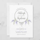 Watercolor Wisteria Drop Wedding Einladung (Vorderseite)