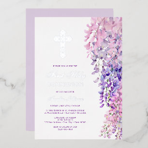 Watercolor Wisteria Erstkommunion Folieneinladung