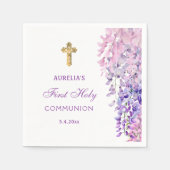 Watercolor Wisteria First Communion Serviette (Vorderseite)