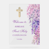 Watercolor Wisteria First Communion Welcome Acrylschild (Vorderseite)