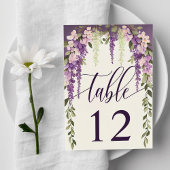 Watercolor Wisteria Floral Calligraphy Wedding Tischnummer