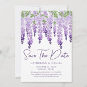 Watercolor Wisteria Floral Wedding Save the Date (Vorderseite)