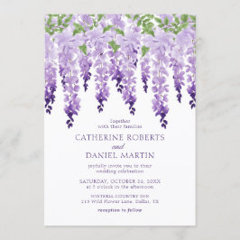 Watercolor Wisteria Lila Lilac Floral Wedding Einladung