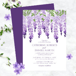 Watercolor Wisteria Lila Lilac Floral Wedding Einladung