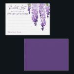 Watercolor Wisteria Lila Lilac Floral Wedding Hinweiskarte<br><div class="desc">Die Watercolor Wisteria Lila Lilac Floral Wedding Advice Cards bieten elegante Wisteria-Blume in sanften Lavendel und lila mit grünen Blätter auf weißem Hintergrund. Hier können Ihre Gäste ihre "Eimer-Liste" der lebenslangen Abenteuer für den neuen Mr. & Mrs. Perfect für Hochzeit, Brautparty oder Junggeselinnen-Abschied. Personalisieren Sie den Text in den Textfeldern,...</div>