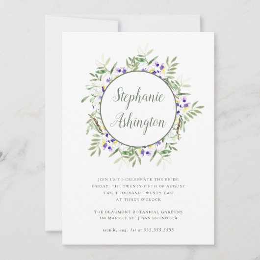 Watercolor Wisteria Locarno Brautparty Einladung (Vorderseite)