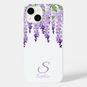 Watercolor Wisteria Personalisierter Name Monogram Case-Mate iPhone 14 Hülle