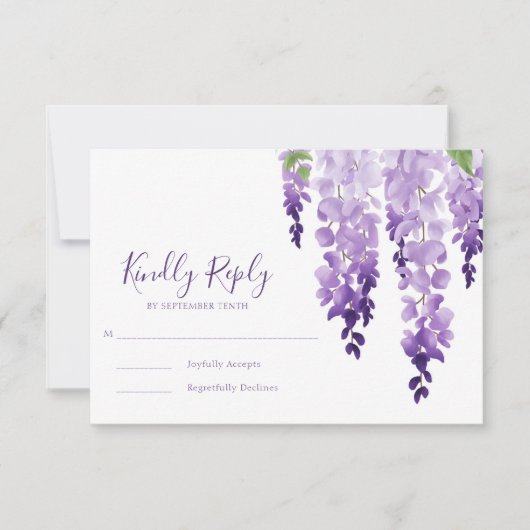 Watercolor Wisteria RSVP Karte (Vorderseite)