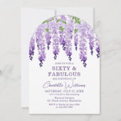 Watercolor Wisteria Sixty & Fabulous Floral Chic Einladung (Vorderseite)