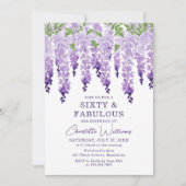 Watercolor Wisteria Sixty & Fabulous Floral Chic Einladung (Vorderseite)