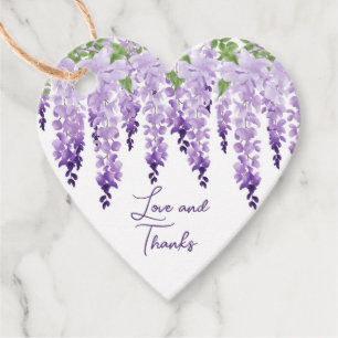 Watercolor Wisteria Wedding Liebe und danke Script Geschenkanhänger