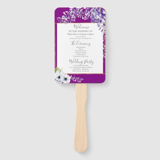 Watercolor Wisteria Wedding Program Fächer (Vorderseite)