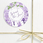 Watercolor Wisteria Wedding Spread The Liebe Scrip Etiketten<br><div class="desc">Watercolor Wisteria Wedding Spread The Liebe Script Fevor Tags bietet elegante Aquarellwein-Blume in sanften Lavendel und lila mit grünen Blätter auf einem weißen Hintergrund mit Ihrer Hochzeitsdankbotschaft und dem Datum unten. Auf der anderen Seite ist eine weiche Linke. Personalisieren Sie den Text in den Textfeldern, indem Sie ihn bearbeiten. Für...</div>