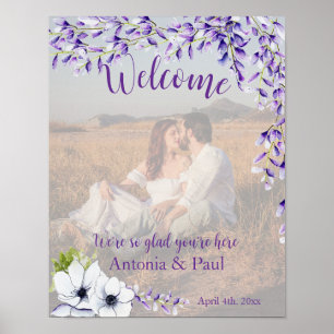 Watercolor Wisteria Wedding Welcome Foto Poster